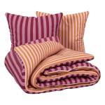 Housse couette + taie 220 x 240 cm Rayure Cherry