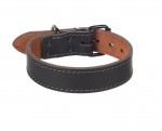 Collier Chien Montana en cuir noir M 35-45cm 35mm