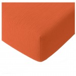Drap-housse 180 x 200 cm Gaze de coton lav Safran orange