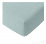 Drap-housse 140 x 190 cm Gaze de coton lav Bleu ciel