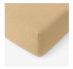 Drap-housse 160 x 200 cm Gaze de coton lav Beige