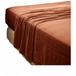 Drap plat double gaze de coton Gaia 240 x 300 cm Terracotta