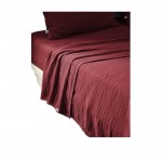 Drap plat double gaze de coton Gaia 240 x 300 cm Bordeaux