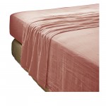 Drap plat double gaze de coton Gaia 270 x 300 cm Rose peche