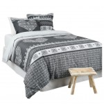 Parure de lit Esprit Chalet coeur gris 240 x 220 cm