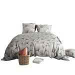 Housse couette + 2 taies 220 x 240 cm Feuillage gincko