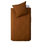 Housse de couette + taie Gaze de coton enfant uni noisette