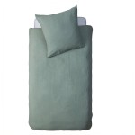 Housse de couette + taie Gaze de coton enfant uni vert