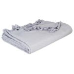 Plaid ou jete de canape coton 160 x 220 cm raye Gris clair