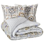 Housse de couette + 2 taies 240 x 220 cm Bleu Mediterraneen