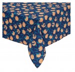 Nappe rectangulaire agrumes oranges sur fond bleu nuit 140 x 240 cm