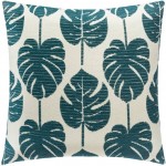 Housse de Coussin 40x40 cm - Motif Feuilles Vertes - Tissu Chenille