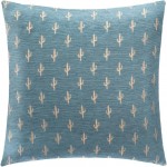 Housse de coussin en chenille motif cactus - 40 x 40 cm - Bleu