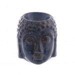 Brle parfum tte de Bouddha bleu en cramique 8 cm