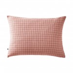 Taie d'oreiller double gaze coton Gaia 50 x 70 cm rose peche a carreaux