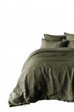 Housse de couette lin 240 x 220 cm vert thym