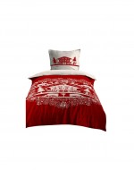 Housse de couette + 1 taie 140 x 200 cm Chalet de Valloire rouge