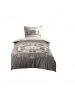 Housse de couette + 1 taie 140 x 200 cm Chalet de Valloire taupe