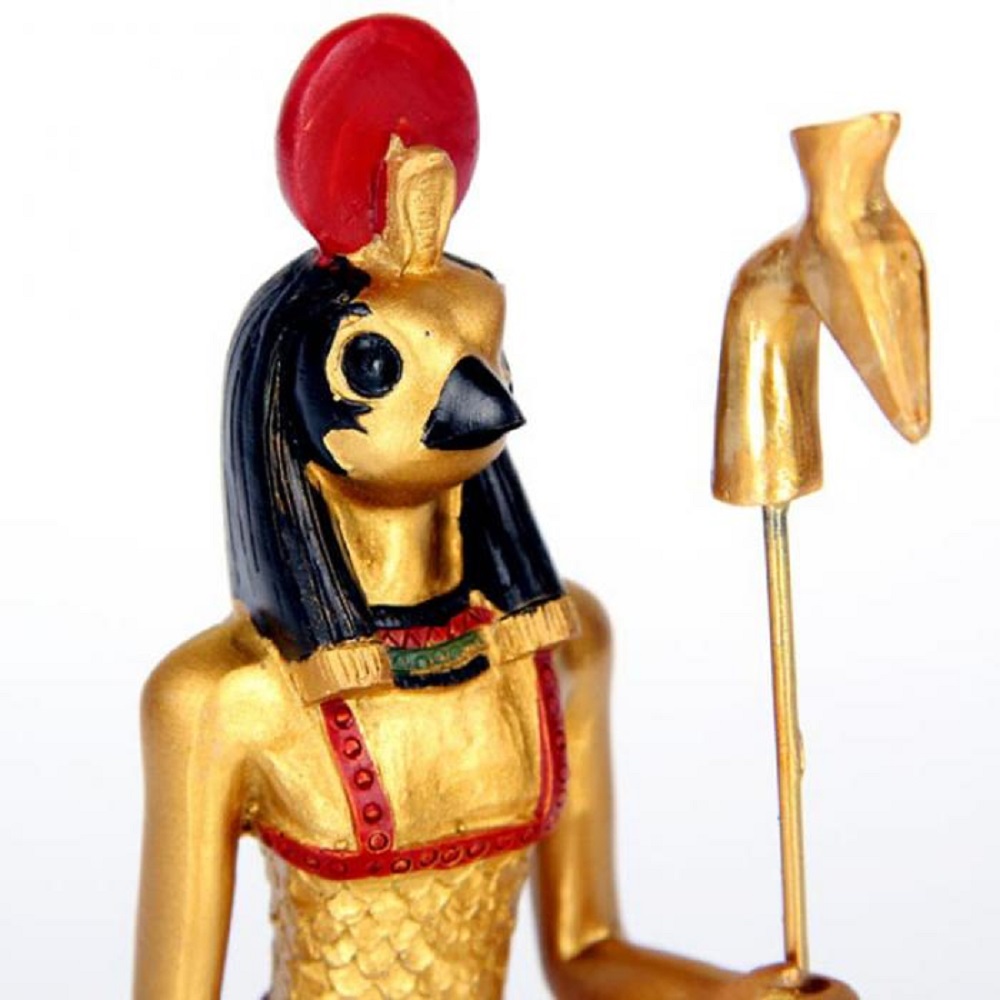 1001KDO EGYPTIEN Statuette egyptienne Dieu Horus tenant une ankh et un sceptre