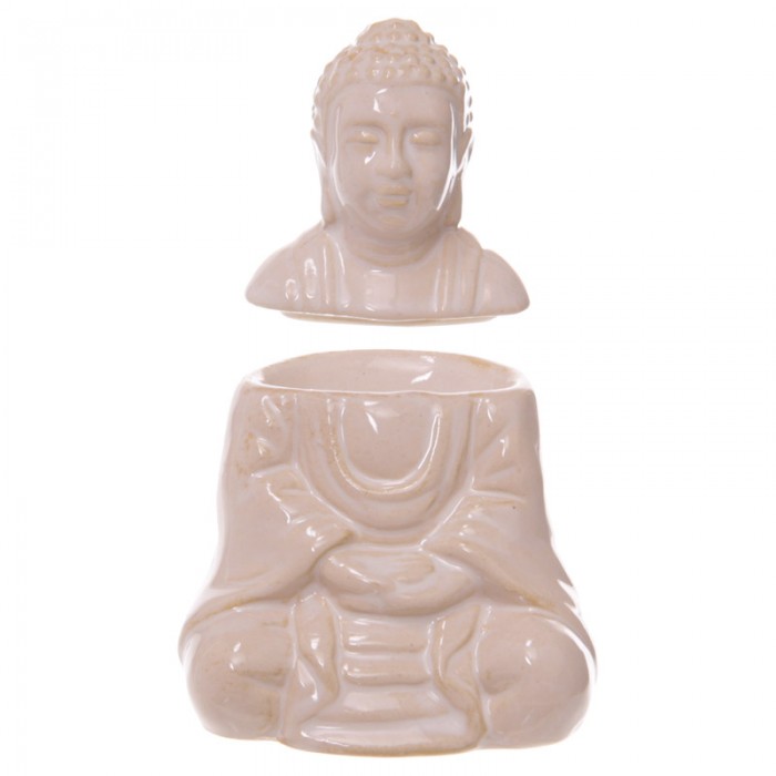 Brleur  Huile cramique Bouddha Tha avec couvercle rose