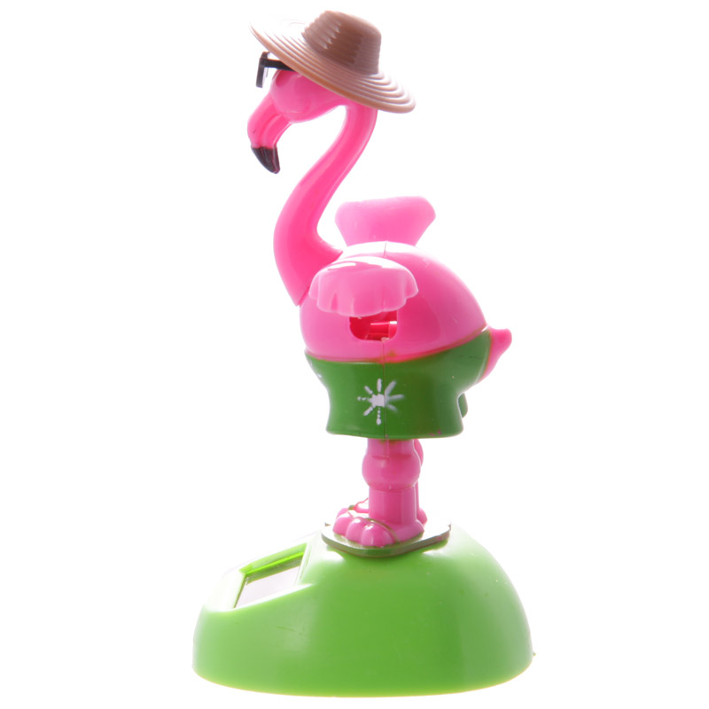 Figurine solaire Flamant rose avec lunette